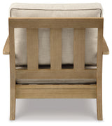 Back view of lounge chair showing frame