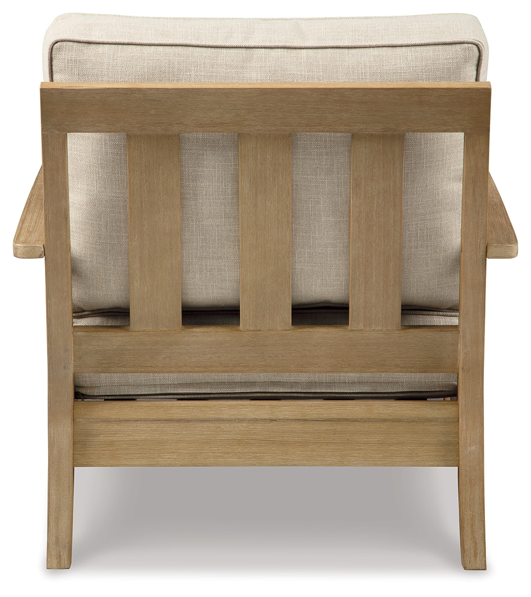 Back view of lounge chair showing frame