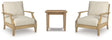 Clare Beige outdoor chair angled side view