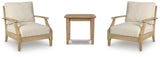 Clare Beige outdoor chair angled side view