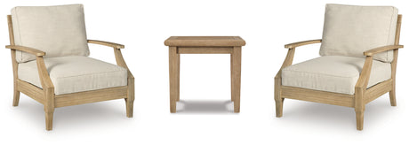 Clare Beige outdoor chair angled side view