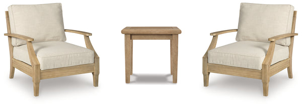 Clare Beige outdoor chair angled side view