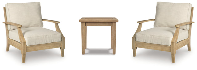 Clare Beige outdoor chair angled side view
