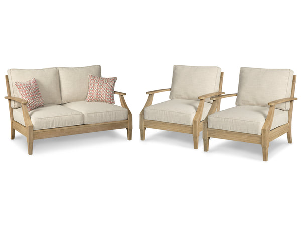 Clare Beige View outdoor lounge chair side view