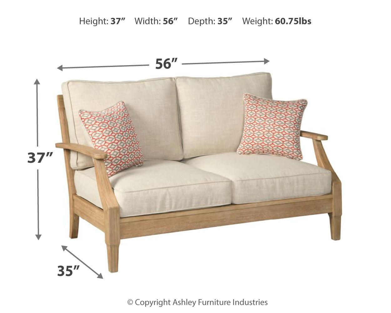 Dimensional drawing of Clare View loveseat