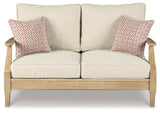 Side view of loveseat cushions and frame