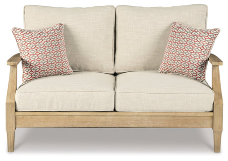 Side view of loveseat cushions and frame