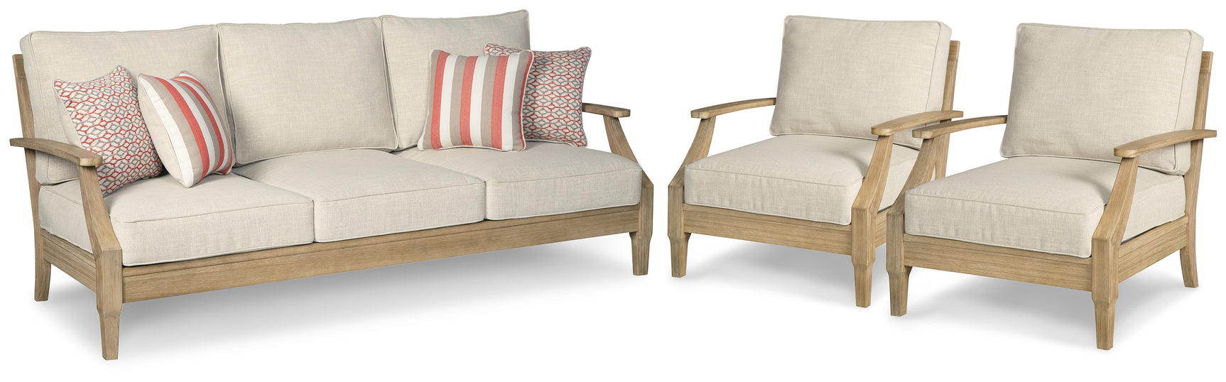 Outdoor lounge chair from Clare Beige set showing cushion detail