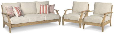 Outdoor lounge chair from Clare Beige set showing cushion detail