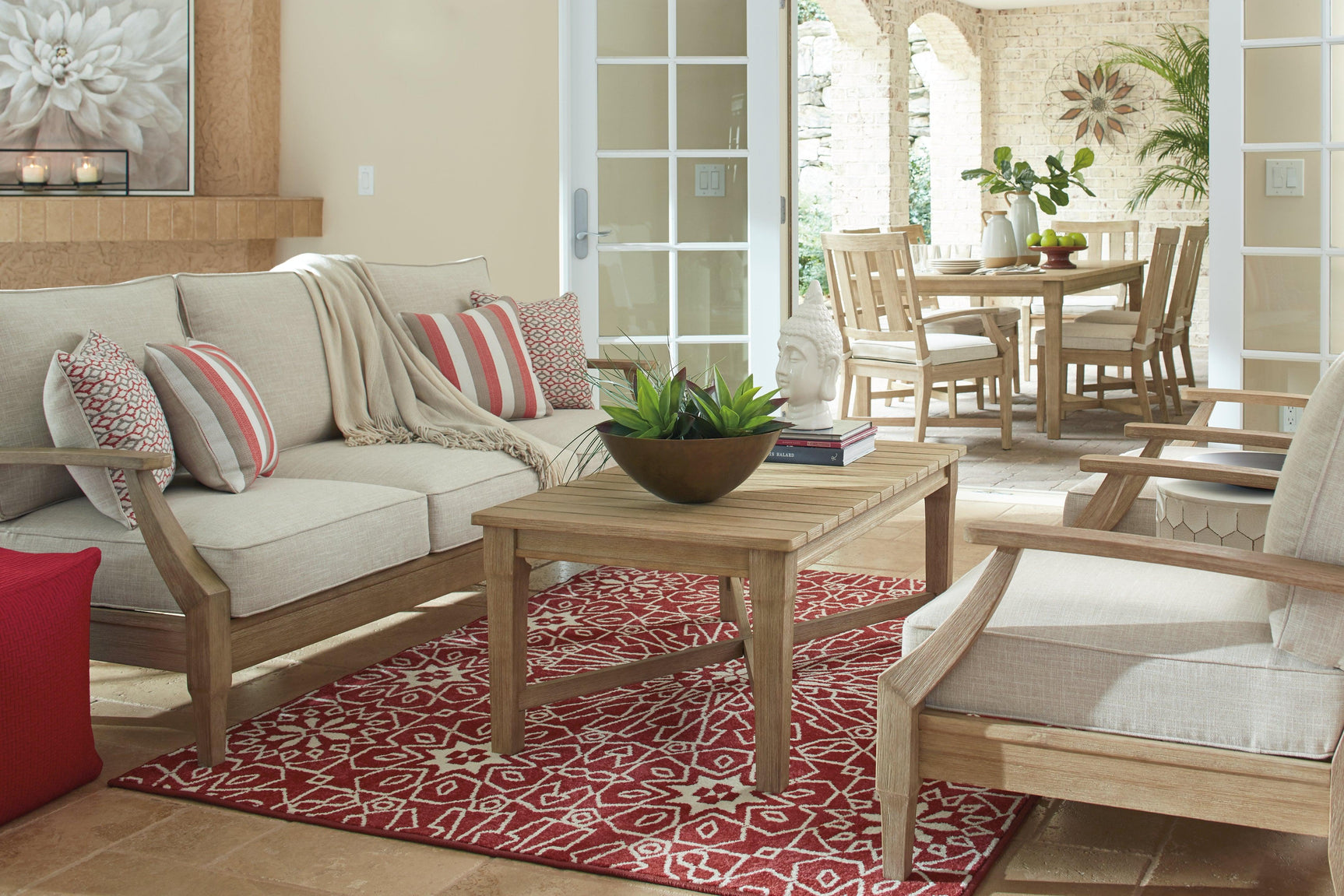 Clare View Beige 3-Seater Sofa in outdoor living space