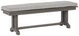 Front view of Visola gray outdoor dining bench with cushion