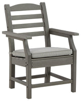 Visola Gray Outdoor Arm Chair, side view with cushion
