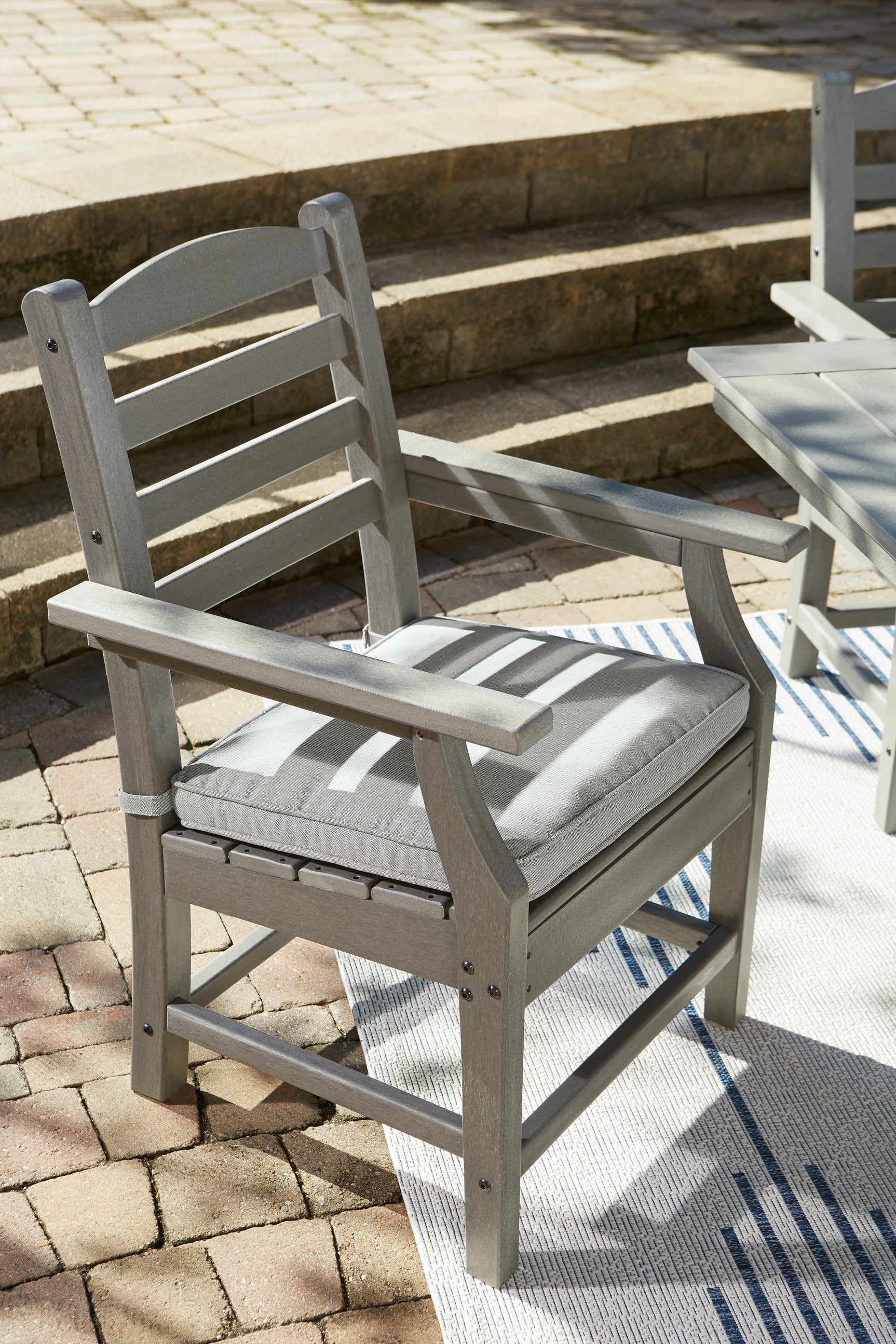 Chair back detail with cushion fabric