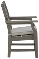 Side profile of Visola Gray Outdoor Arm Chair