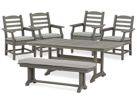 Visola Gray Outdoor Seating Bench with Thick Cushions