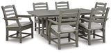 Side view of cushioned gray outdoor chair