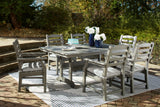 Gray outdoor dining chair detail