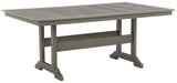 Visola Gray Outdoor Dining Table side view showing slatted top