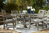 Visola Gray Outdoor Dining Table set in outdoor patio scene A