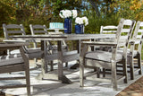 Visola Gray Outdoor Dining Table set in outdoor patio scene B