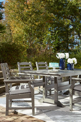 Visola Gray Outdoor Dining Table vertical view outdoors