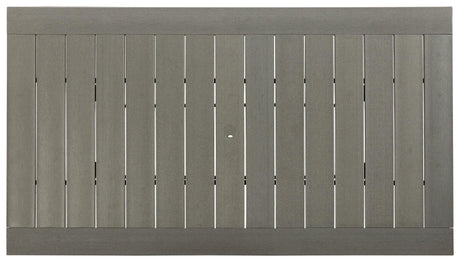 Close-up of Visola Gray Outdoor Dining Table slatted top