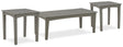 Side view of Visola gray outdoor coffee table with slatted top