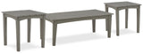 Side view of Visola gray outdoor coffee table with slatted top