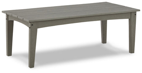 Close-up of Visola gray outdoor coffee table slatted top