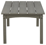 Visola Gray Outdoor Coffee Table close-up on slatted top