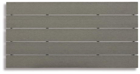 Head-on view of Visola gray outdoor end table