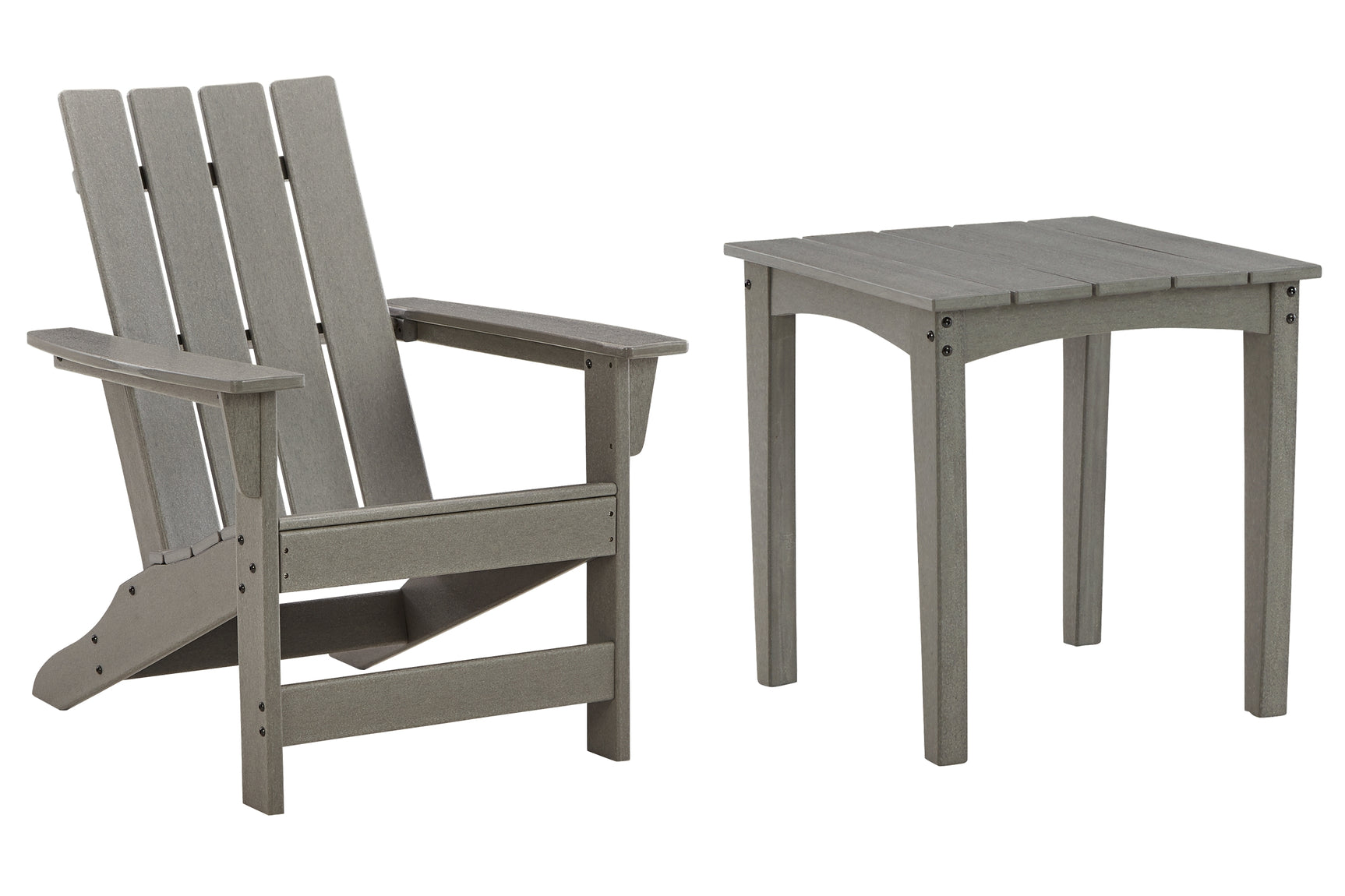 Visola Gray Adirondack Chair angled side view