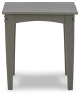 Visola gray outdoor coffee table with two end tables viewed from the front