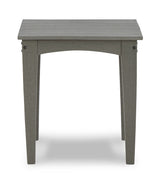 Gray outdoor end table with slatted top