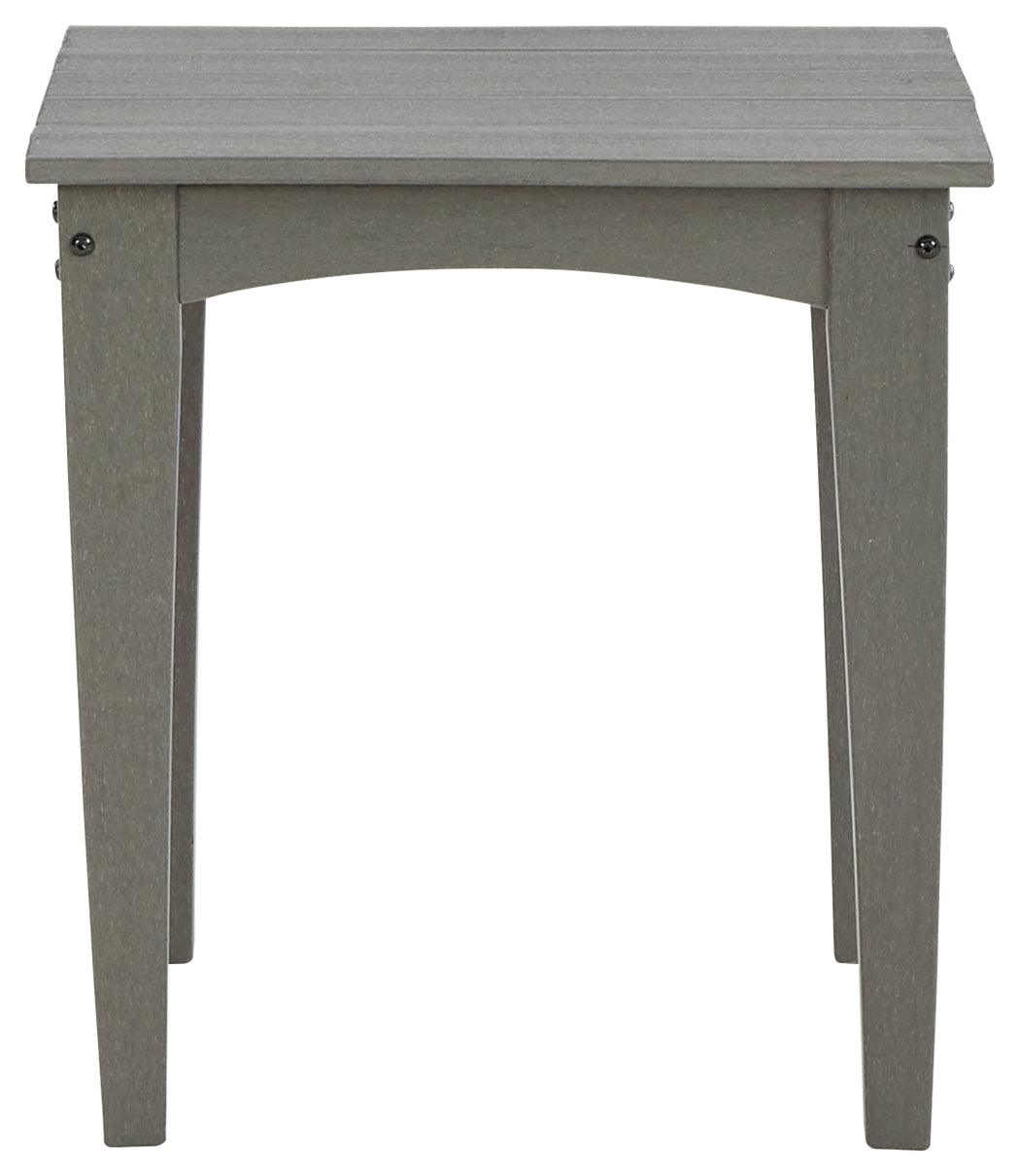 Visola Gray Outdoor End Table side view sturdy base