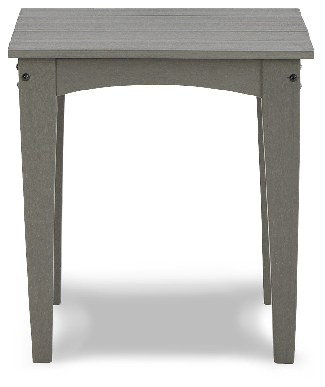 Visola gray outdoor coffee table with two end tables viewed from the front