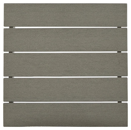 Visola Gray Outdoor End Table top view slatted plank-style surface