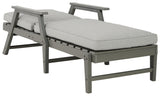 Close-up of Nuvella® fabric cushion on Visola Gray chaise lounge