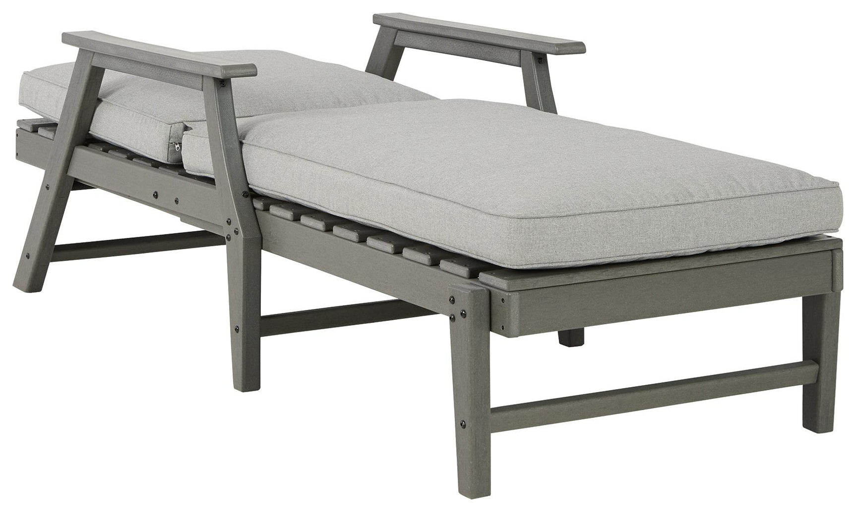 Close-up of Nuvella® fabric cushion on Visola Gray chaise lounge