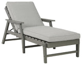 Back view of Visola Gray outdoor chaise lounge frame and cushion