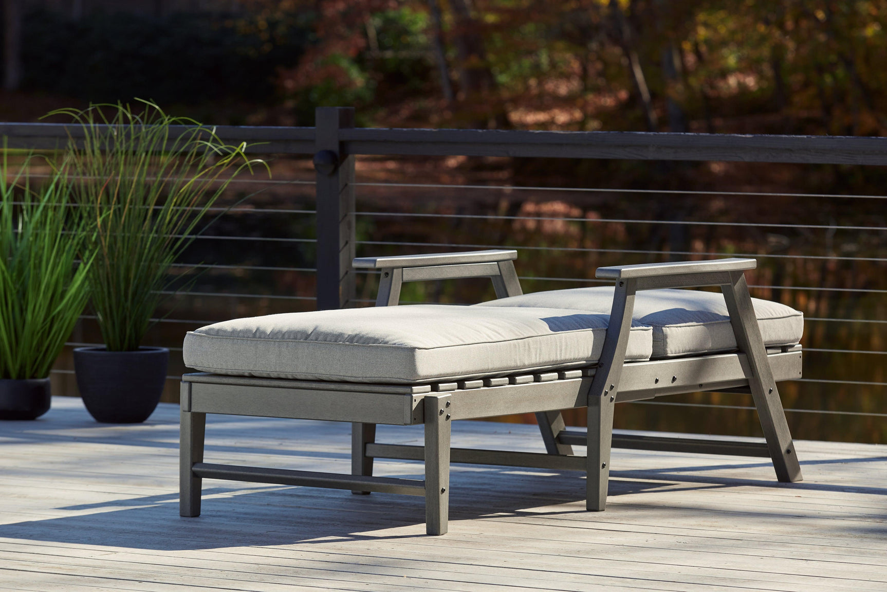 Visola Gray Chaise Lounge in natural outdoor setting