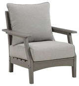 Visola gray outdoor lounge chair with cushions side view