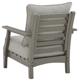 Visola gray outdoor lounge chair with cushions rear view