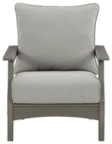 Visola gray outdoor lounge chair with cushions head-on view