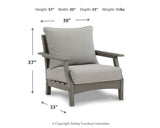 Lounge chair dimension details in gray finish