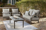 Visola Gray outdoor loveseat side angle