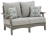 Visola Gray Outdoor Loveseat with cushion head-on view