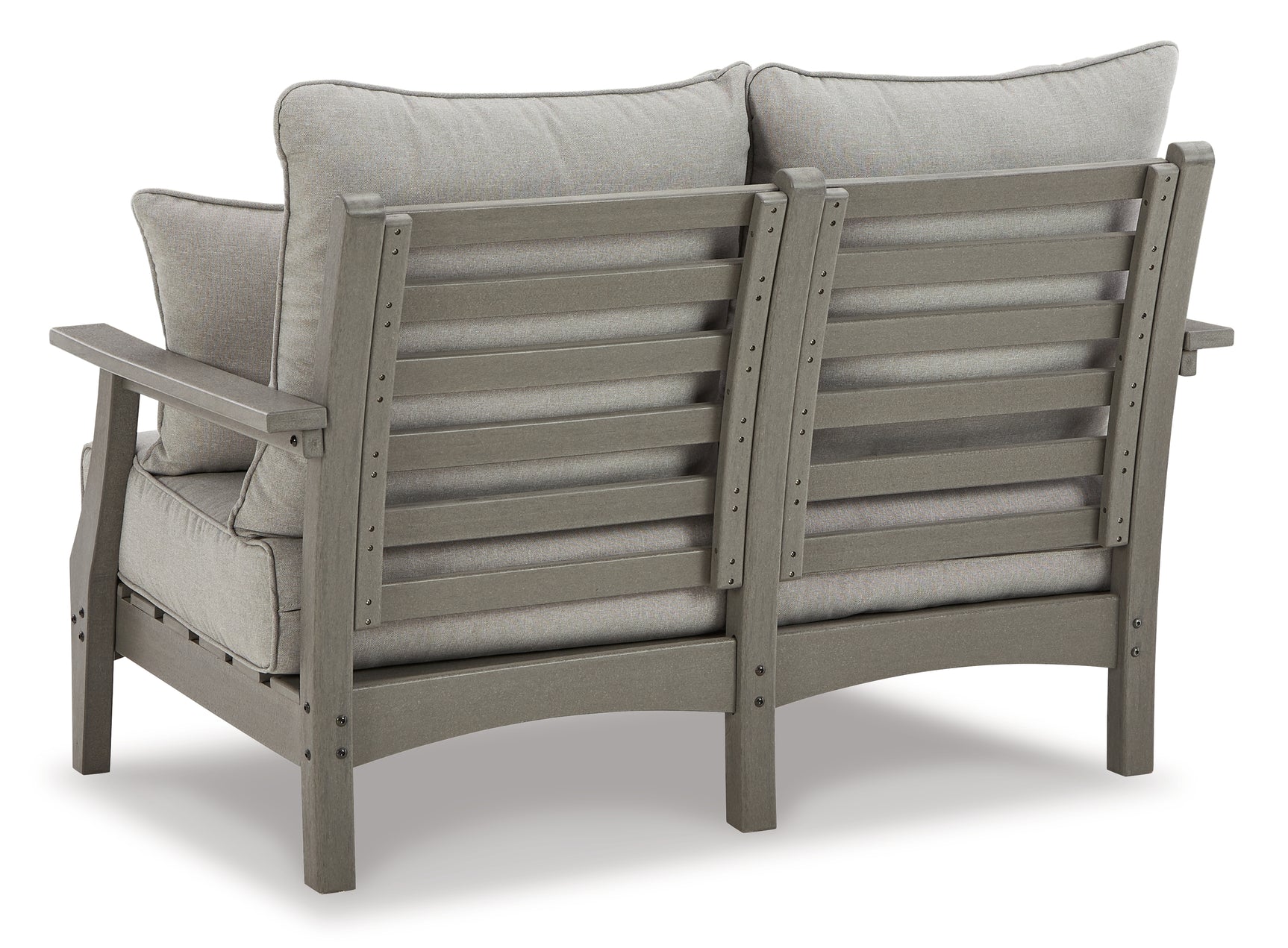 Visola Gray outdoor loveseat back view