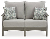 Visola Gray Outdoor Loveseat with cushion side view