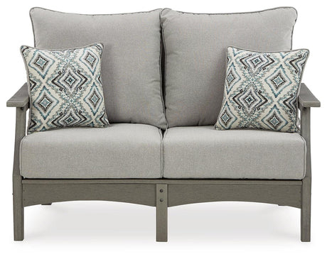 Visola Gray Outdoor Loveseat with cushion side view